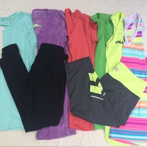 7 item workout bundle pants tank shirts small fila